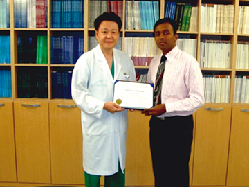 Dr. Suman Best Fellowship Completion Certificate from Prof.Kim Jong Nim
