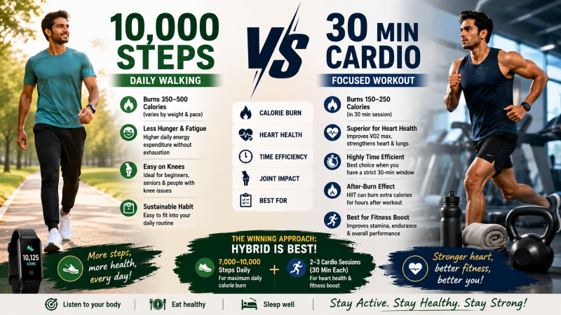 10,000 Steps vs 30 Min Cardio - Which Is Better?